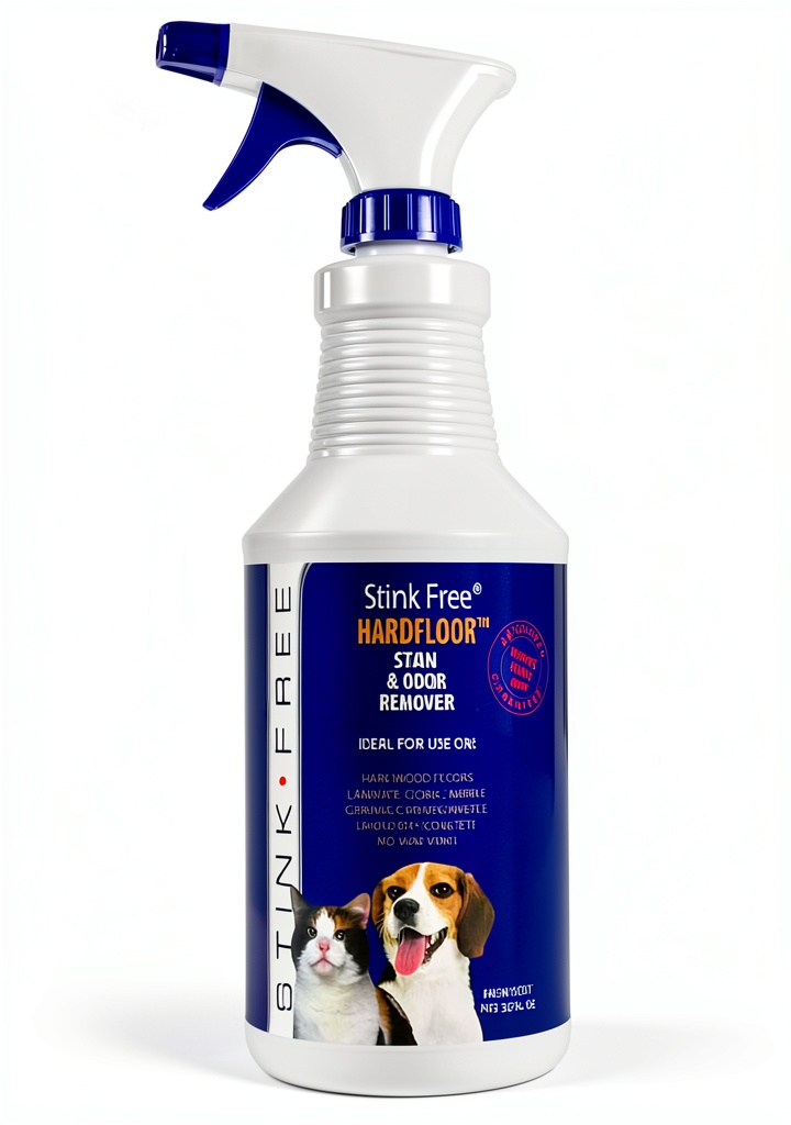 Installing Stink Free Pet Stain Remover Odor Eliminator Hard Floor on a wooden floor in a home setting