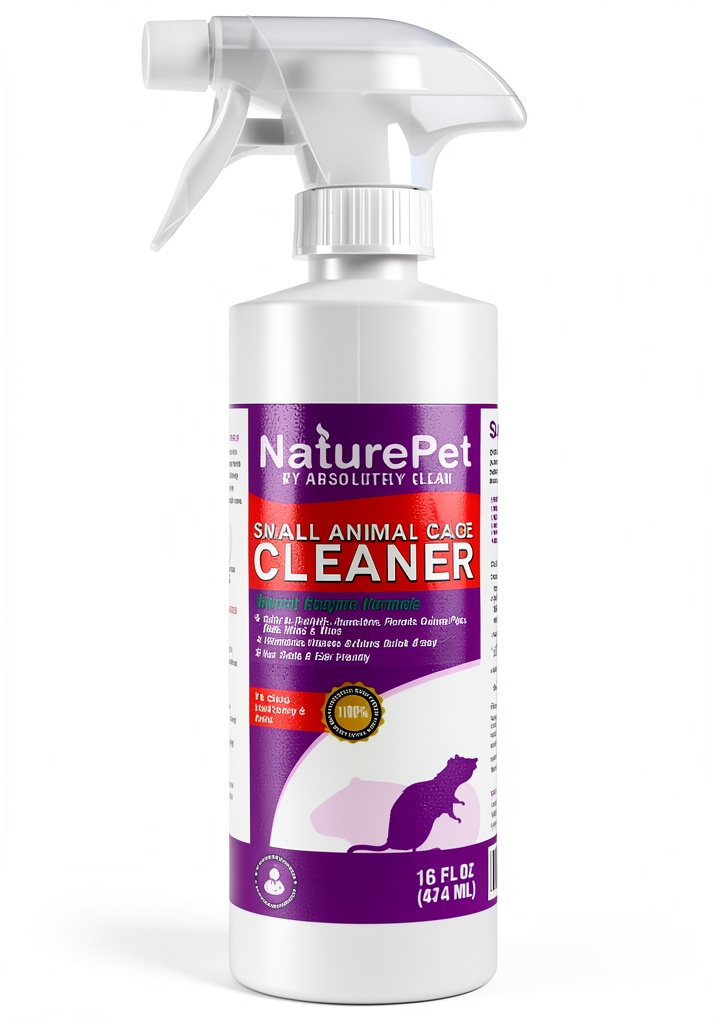 NaturePet cleaner removing stains from a small animal cage