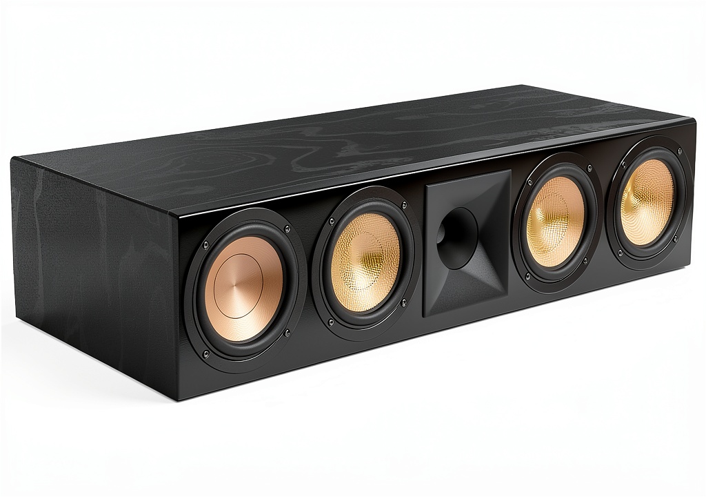 RC-64 III Black Ash Center Channel Speaker on a wooden desk