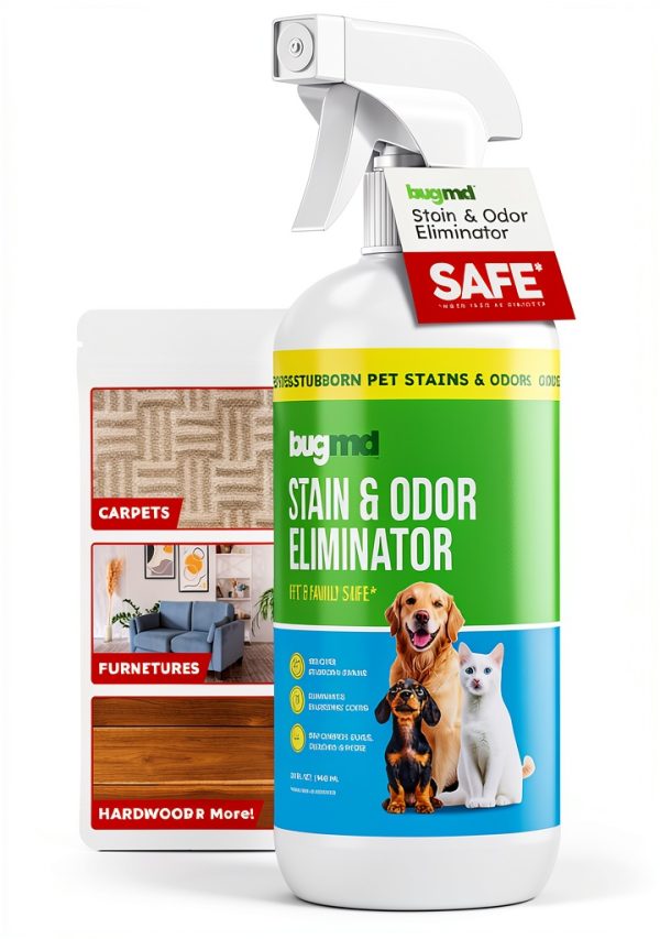 BugMD Pet Stain Remover Spray 32oz Safe Formula-0