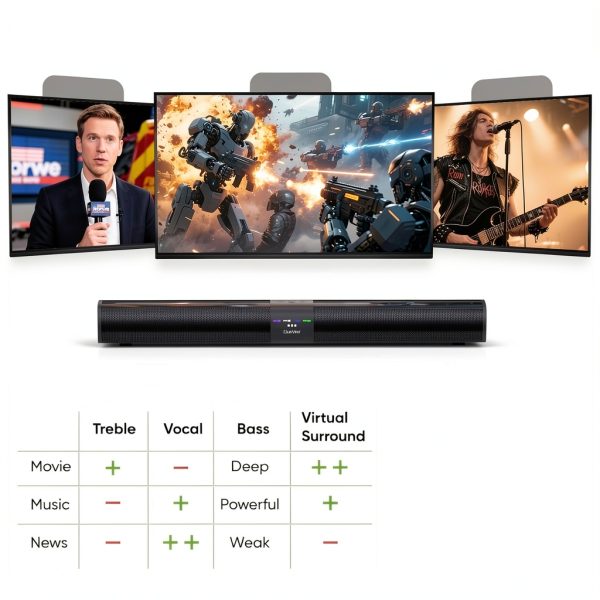 Saiyin Soundbar DS6401DB 31-Inch 2-in-1 Detachable Sound Bar for TV-4
