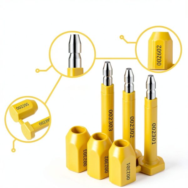 100 Pcs Bolt Shipping Seal with Print Progressive Numbering Disposable Truck Container Seals for Trucks, Trailers, Cargo Containers, Yellow-2