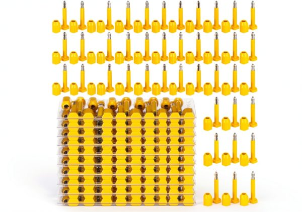 100 Pcs Bolt Shipping Seal with Print Progressive Numbering Disposable Truck Container Seals for Trucks, Trailers, Cargo Containers, Yellow-0