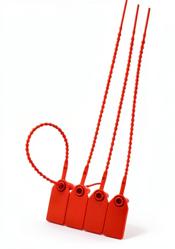 QWORK Plastic Tamper Seals, 100Pcs Tamper Self-Locking Security Zip Tie, Security Tag for Fire Extinguishers and Fire Safety, 9-13/16" Long, Red-5