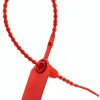QWORK Plastic Tamper Seals, 100Pcs Tamper Self-Locking Security Zip Tie, Security Tag for Fire Extinguishers and Fire Safety, 9-13/16" Long, Red-0