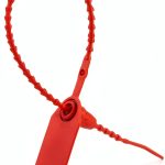 QWORK Plastic Tamper Seals, 100Pcs Tamper Self-Locking Security Zip Tie, Security Tag for Fire Extinguishers and Fire Safety, 9-13/16" Long, Red-0
