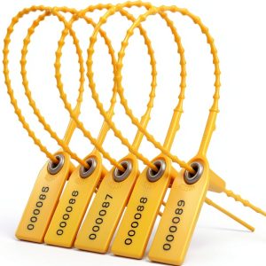 Leadseals(R) Yellow Numbered Security Zip Ties Plastic Tamper Evident Seal Tags Pull Tite Self-Locking Disposable Safety Locks for Fire Extinguisher (100 PCS)-0